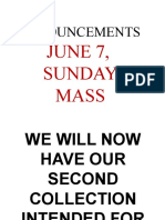 Ann0Uncements: June 7, Sunday Mass
