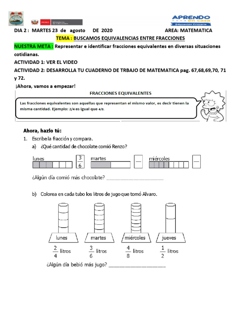 Fracciones Equivalentes para Primaria | PDF | Violencia | Enseñanza de ...