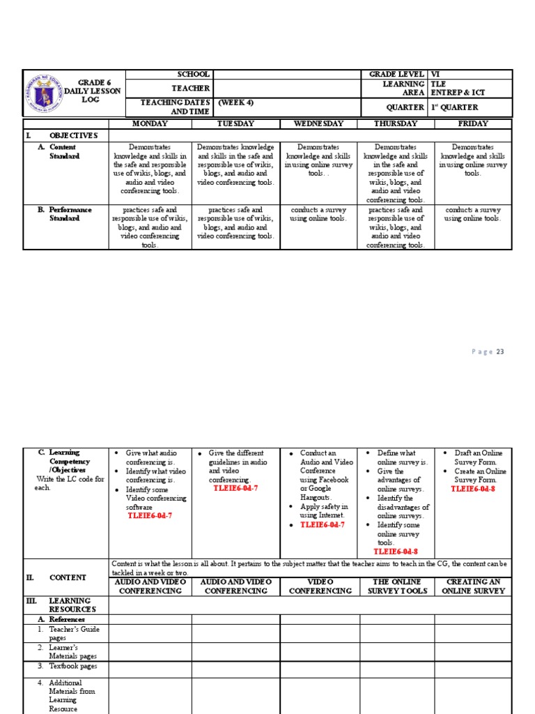 Tle Ict Week 4 Dll Done Page 23 38 Pdf Conference Call