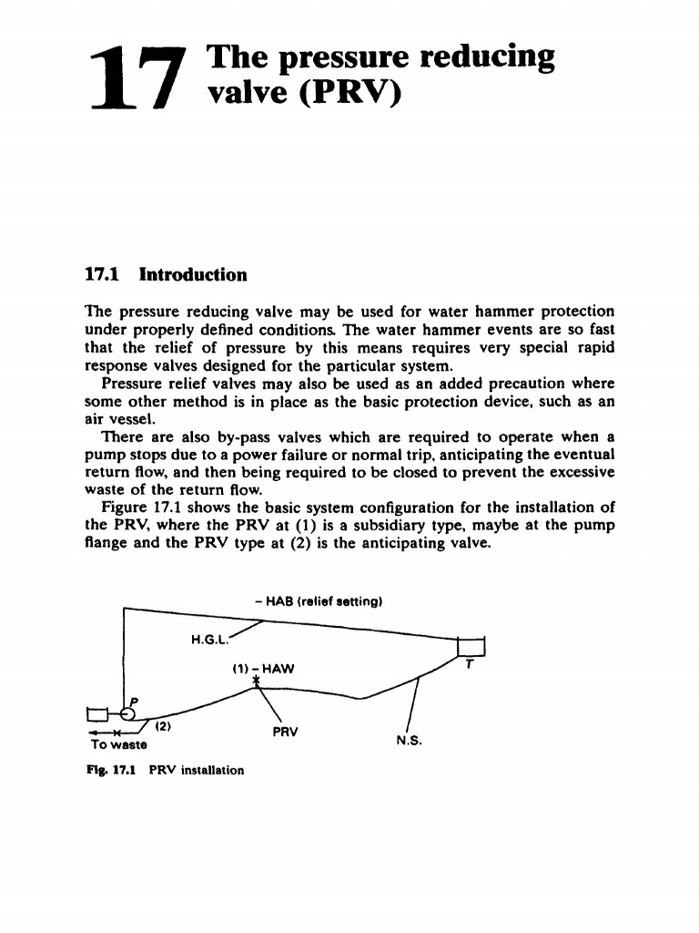 The Pressure Reducing Valve (PRV) : To Waste Fig. 17.1 PRV Installation ...