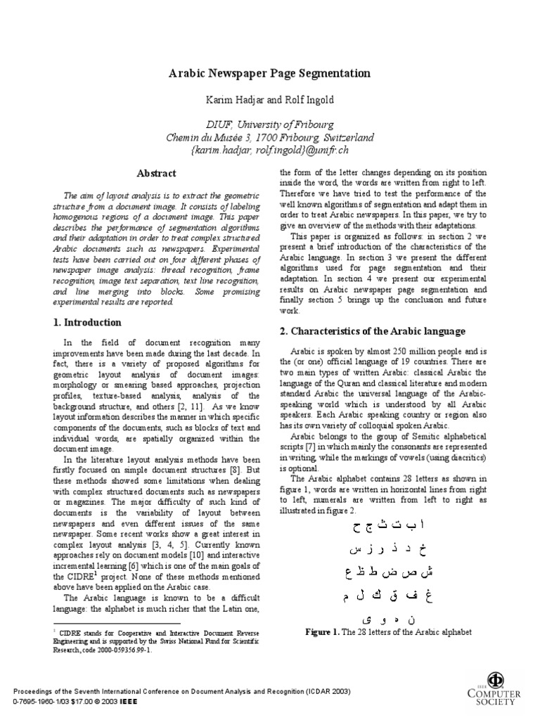 Arabic Newspaper Page Segmentation | PDF | Arabic | Image Segmentation