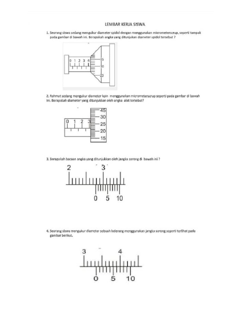 Latihan Soal Jangka Sorong Dan Mikrometer Sekrup | PDF
