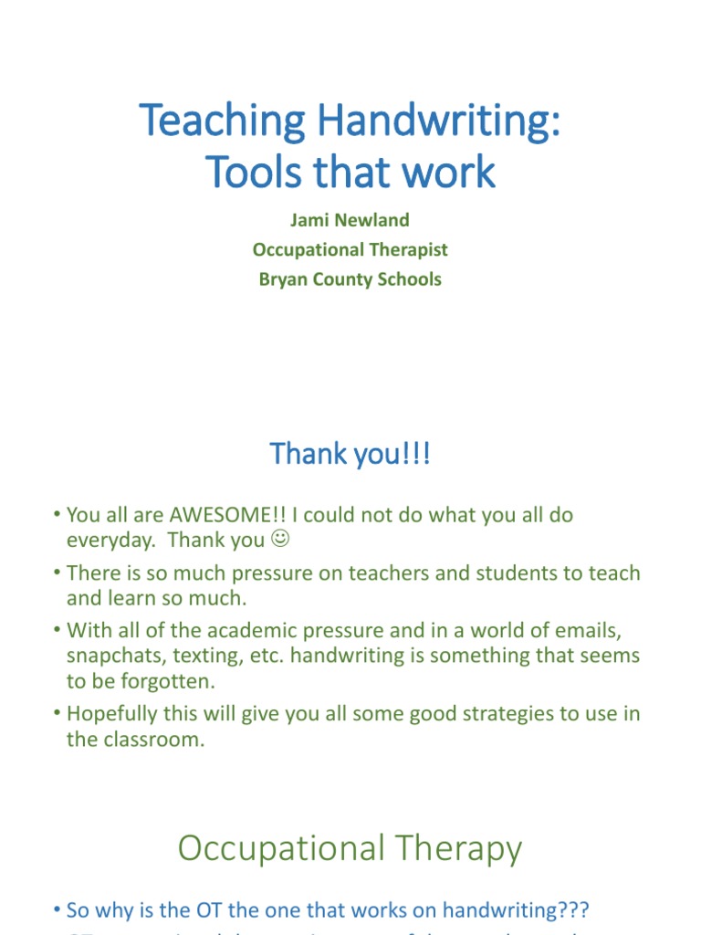 Teaching Handwriting PDF Occupational Therapy Hand