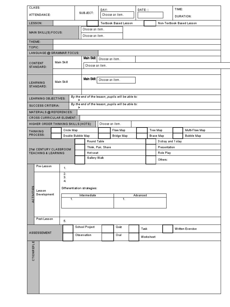 CEFR-Based Lesson Plan Format (Putrajaya) | PDF | Lesson Plan | Teaching