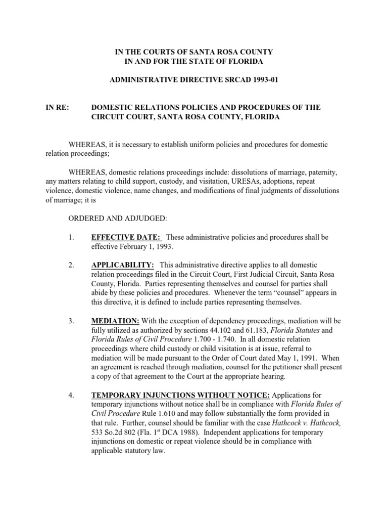 Florida Rules of Civil Procedure 1.700 - 1.740. in All Domestic ...