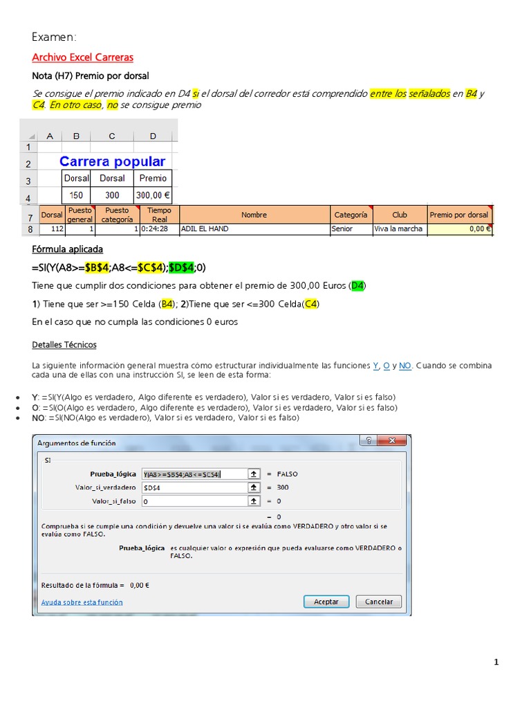 Examen de Funciones en Excel | PDF | Microsoft Excel | Cadena (informática)