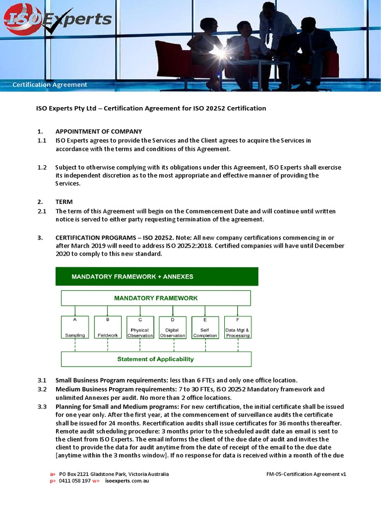ISO 20252 Certification Agreement Guide | PDF | Confidentiality ...