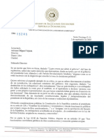 Comunicación Al Señor Adriano Miguel Tejada Del Canciller de La República