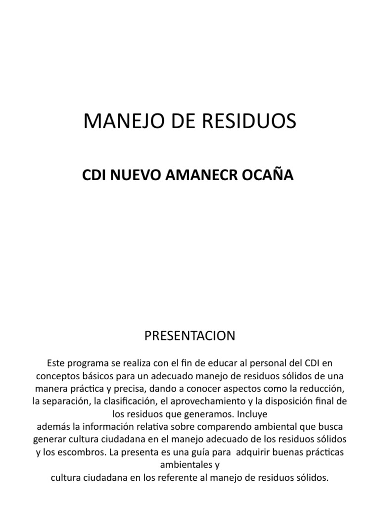 Guía Práctica para el Manejo de Residuos | PDF | Reciclaje | Residuos