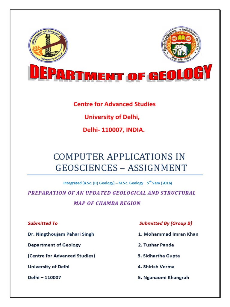Computer Applications in Geosciences - Assignment: Centre For Advanced ...