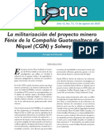 Boletín Enfoque No. 74 La Militarización Del Proyecto Minero Fénix de La Compañía Guatemalteca de Níquel