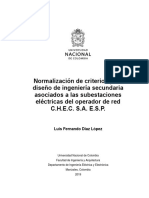 Normalización de Criterios para Diseño de Ingeniería Secundaria Asociados A Las Subestaciones Eléctricas Del Operador de Red C.H.E.C. S.A. E.S.P PDF