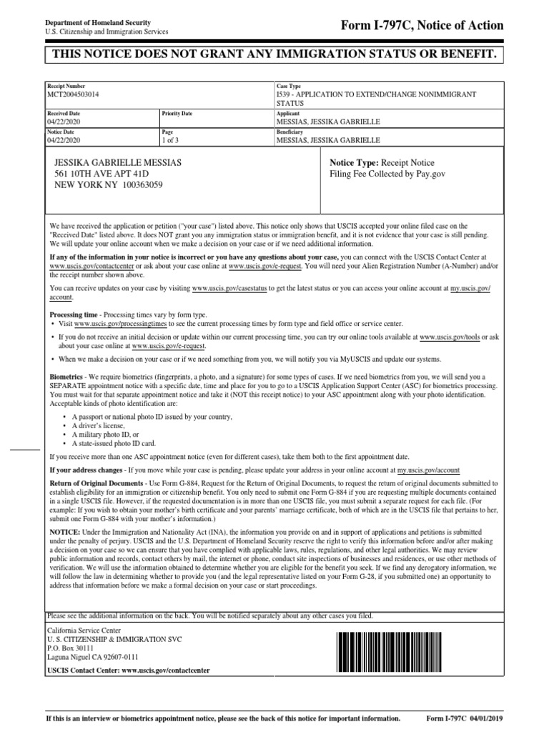 This Notice Does Not Grant Any Immigration Status or Benefit | Download ...