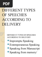 Four Types of Speech Delivery | PDF | Public Speaking | Human Communication