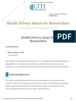 Health Privacy Issues For Researchers