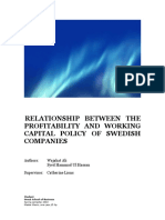 3.3 RELATIONSHIP BETWEEN THE PROFITABILITY AND WORKING CAPITAL POLICY OF SWEDISH COMPANIES