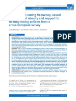 Out-Of-Home Eating Frequency, Causal Attribution of Obesity and Support To Healthy Eating Policies From A Cross-European Survey