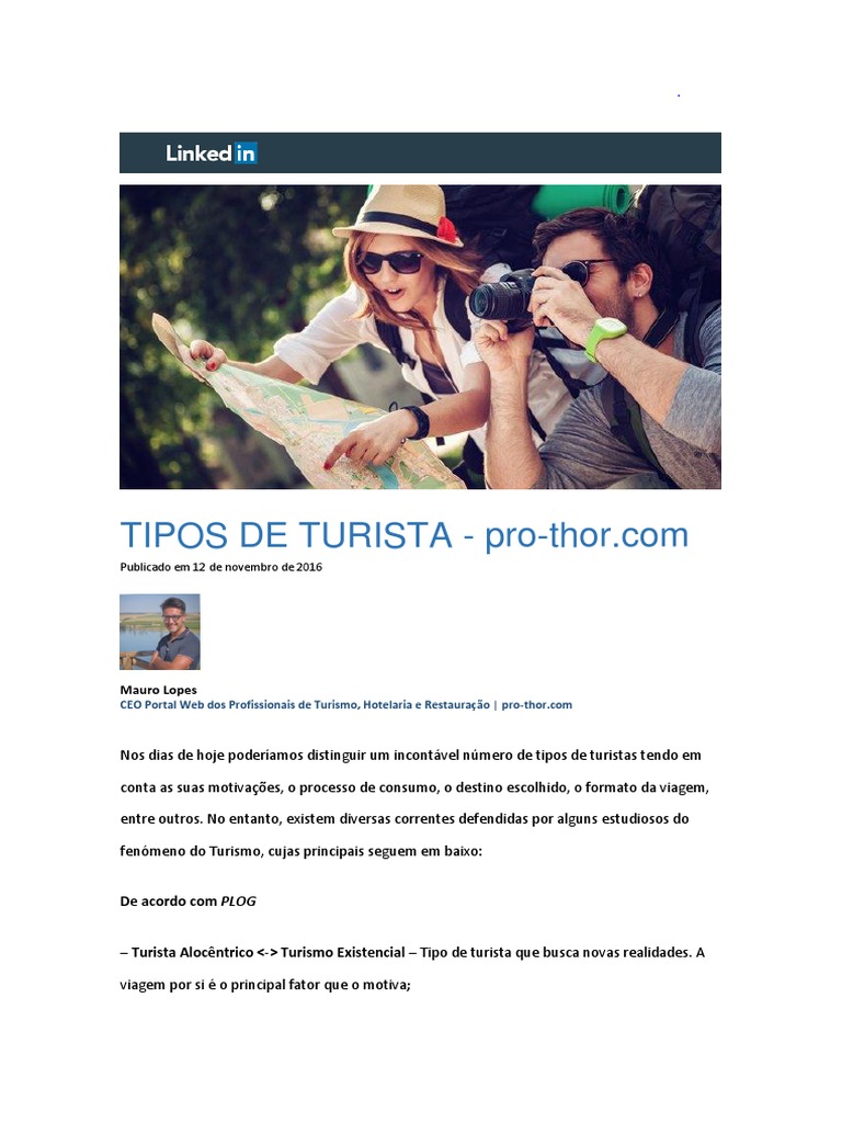Tipos de Turista | PDF | Turismo | Turismo e Lazer