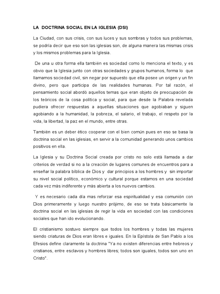 Doctrina Social de la Iglesia y Sociedad | PDF | Doctrina social ...