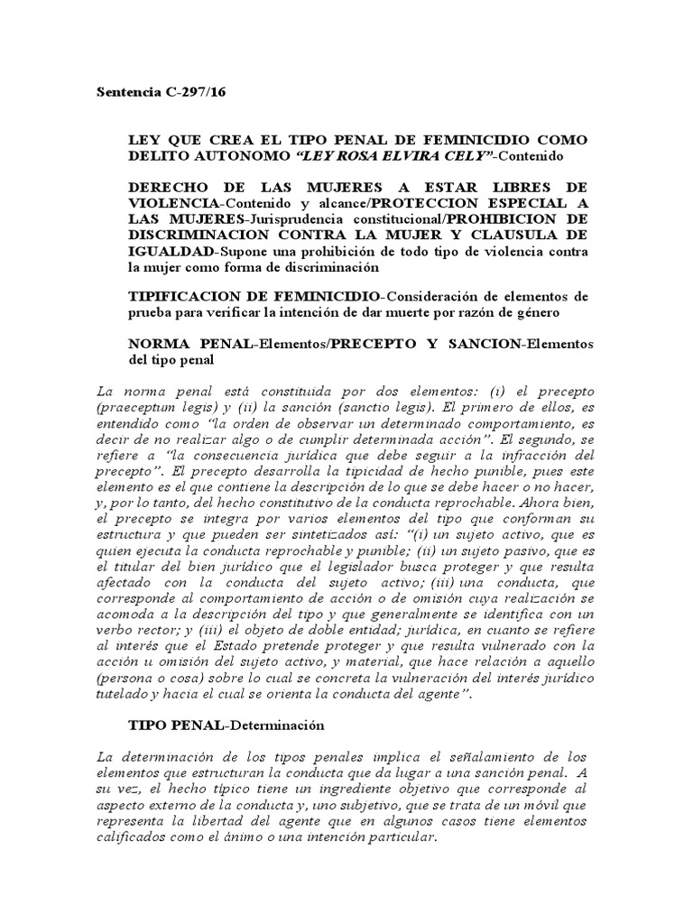 Tipificación del Feminicidio en Colombia | PDF | La violencia contra ...