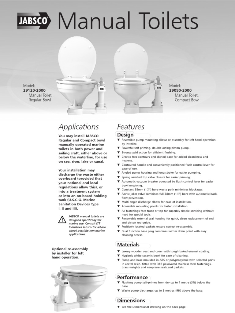 Jabsco 29090 29120 Toilets 0406 Data Sheet PDF Toilet Valve