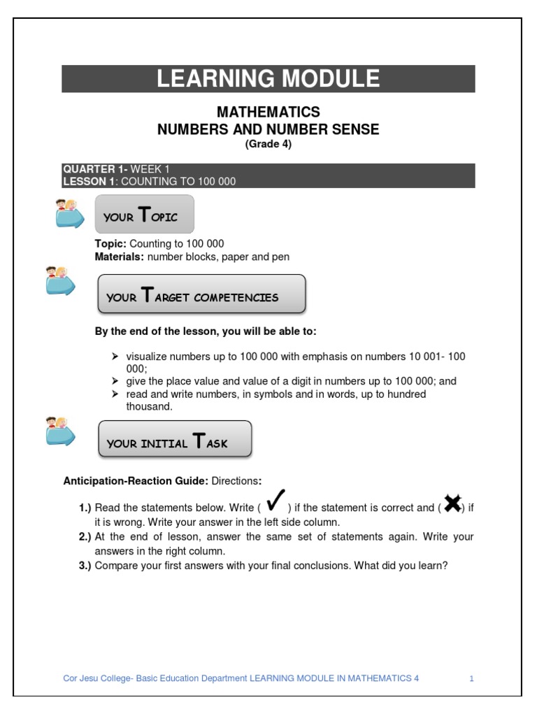 Math 4 Week 1 Only PDF | PDF | Numbers | Cognition