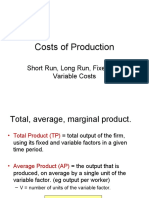 Costs of Production: Short Run, Long Run, Fixed and Variable Costs