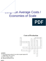 Long Run Average Costs / Economies of Scale