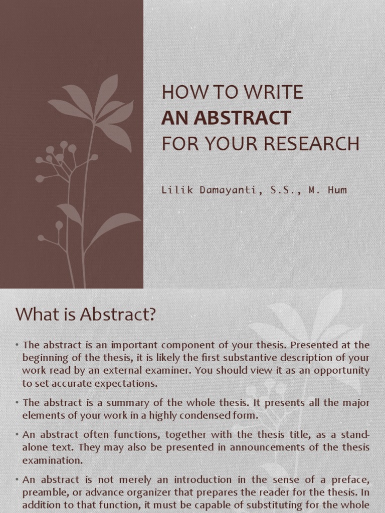 Writing Effective Research Abstracts | PDF | Thesis | Abstract (Summary)