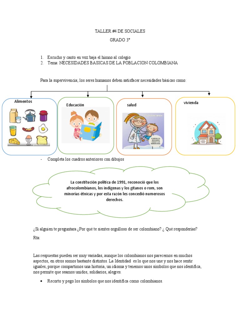 TALLER de Sociales Grado 3° | PDF