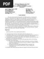 Download Child Abuse  Neglect Prevention Class Syllabus   Handouts Syllabus Spring 11 by Jane Gilgun SN47474779 doc pdf