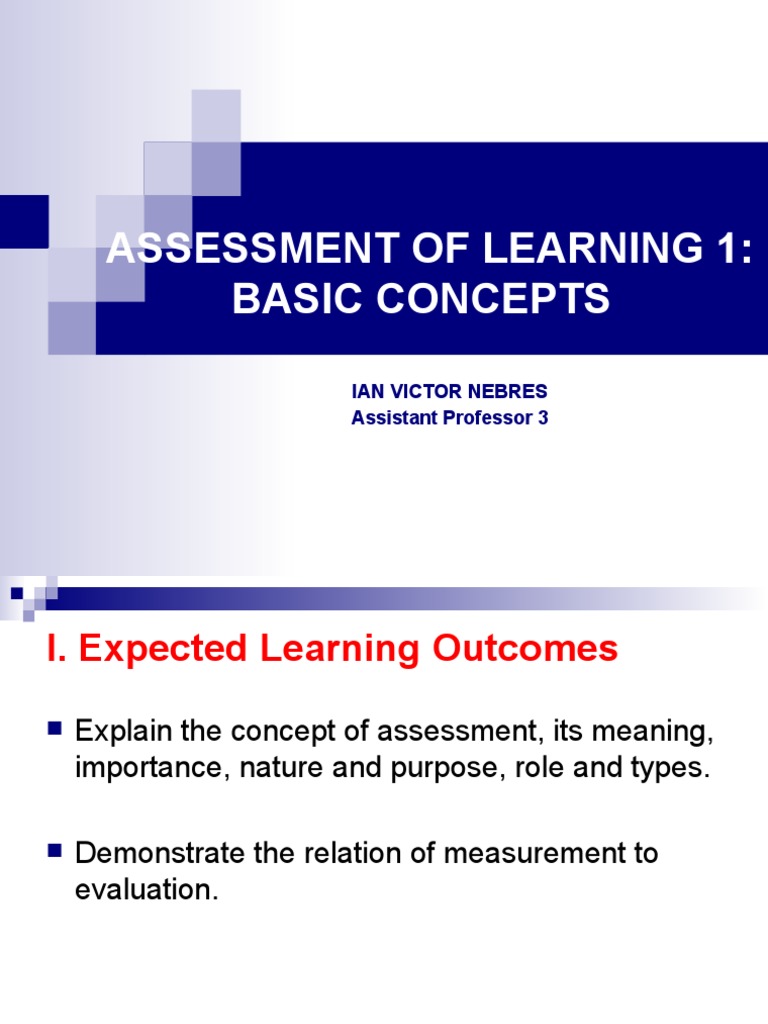 Basic Concepts of Assessment in Learning | PDF | Educational Assessment ...