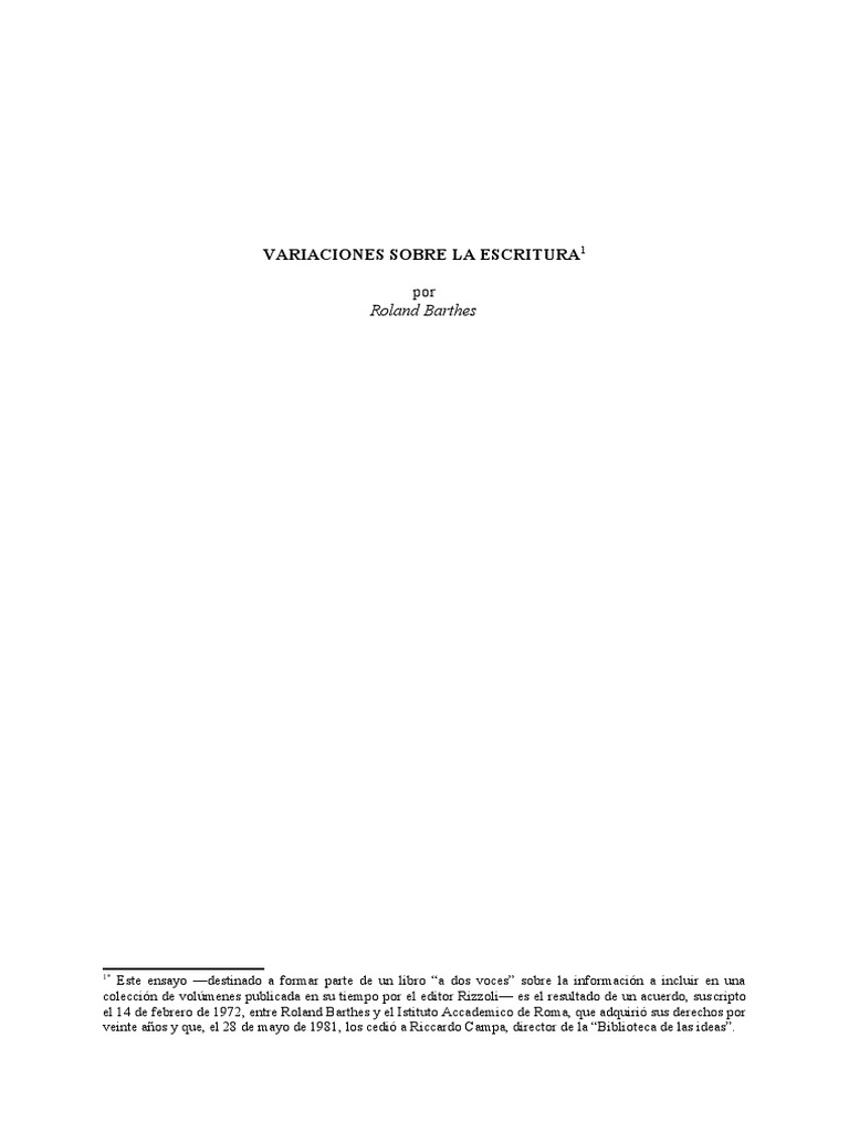 Barthes, Roland - VARIACIONES SOBRE LA ESCRITURA | PDF | Alfabeto ...