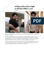 Japanese Youtuber Halves His Weight From 137Kg To 68.5Kg Within A Year