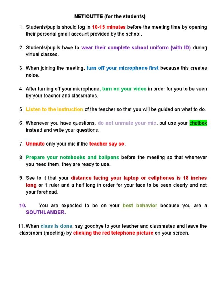 Student Netiquette Guidelines | PDF | Career & Growth