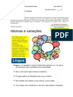 Roteiro de Estudos - Variação Linguística PDF