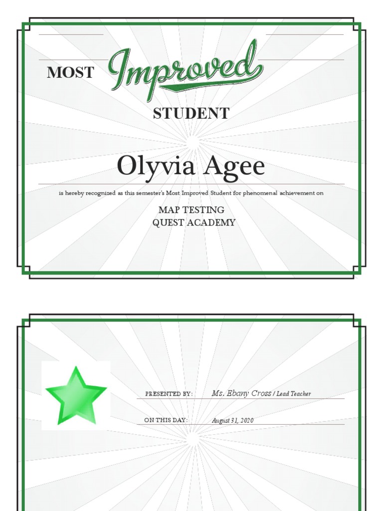 Most Improved Student Award 2020 | PDF