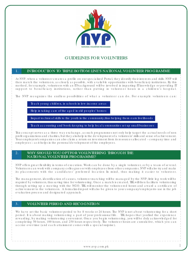 National Volunteer Programme Guidelines | PDF | Volunteering | Employment