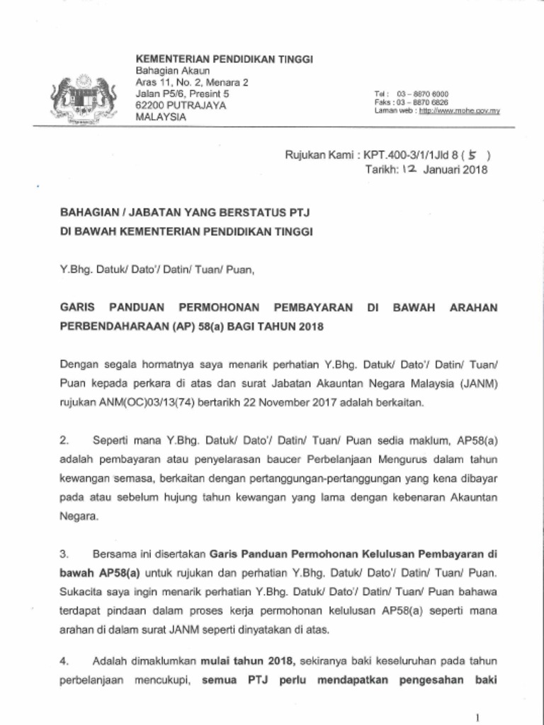 Garis Panduan AP58 Tahun 2018 | PDF