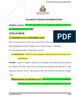 Unit 2. Error and The Treatment of Analytical Data: (1) Systematic Error or Determinate Error