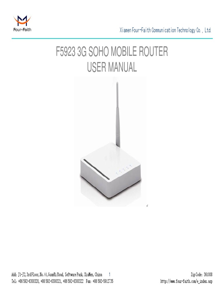 F5923 3G SOHO Router User Manual | PDF | Computer Network | Ip Address