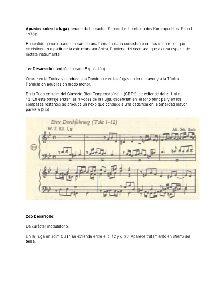 Estructura y Ejemplos de la Fuga Musical | PDF | Elementos de la música ...