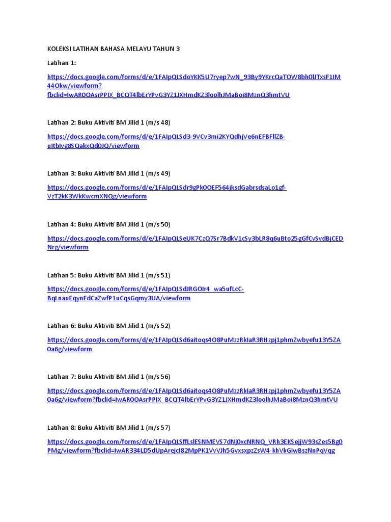 Koleksi Latihan Bahasa Melayu Tahun 3 Pkp Pdf