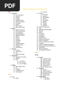 Topics To Review For SHS Entrance Exam
