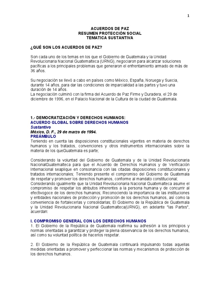 Acuerdos de Paz de Guatemala | PDF | Policía | Derechos humanos