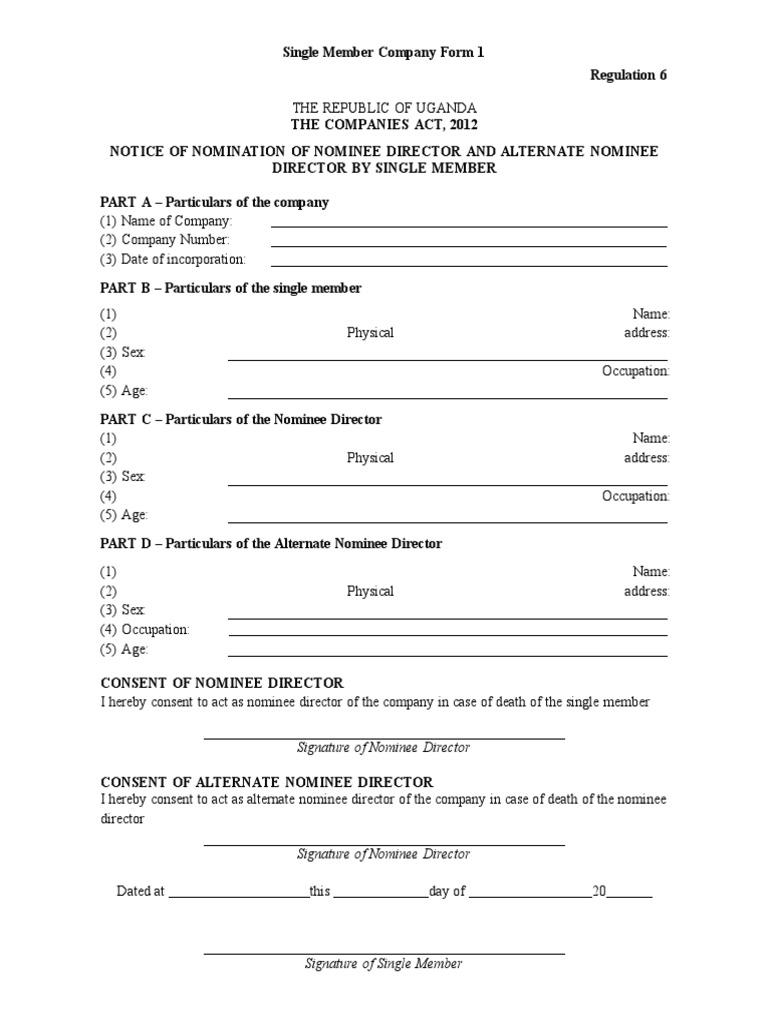 Nominee Director Agreement Form 1 | PDF