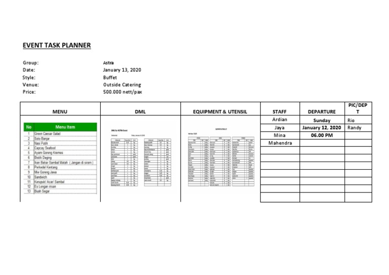 Event Task Planner for Astra Buffet | PDF