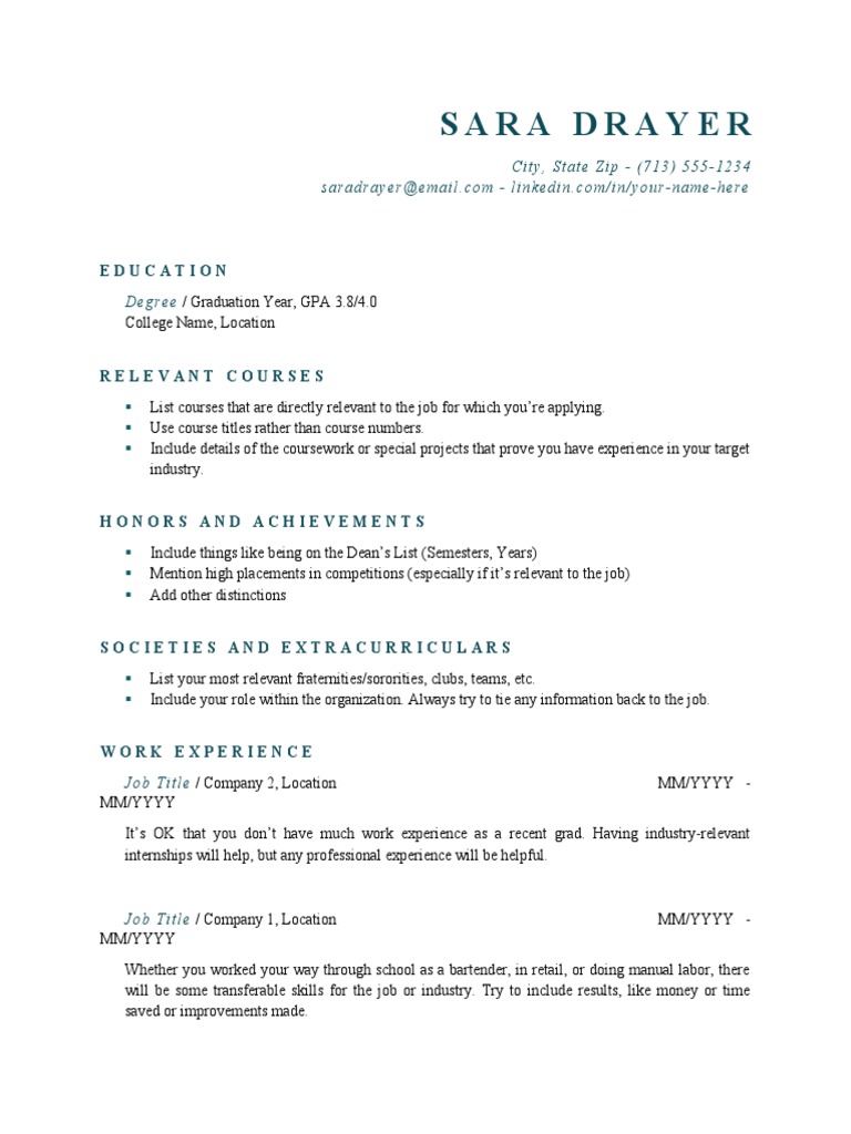 New Recent Grad Resume 1 | PDF | Career & Growth | Business