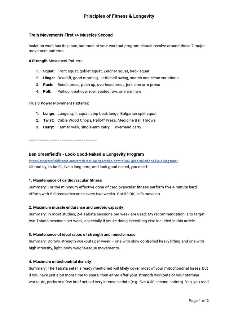 !principles of Fitness & Longevity | PDF | Physical Fitness | Strength ...