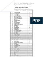 Apollo College Nursing Attendance Sheet